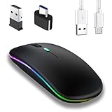 Jinpojun Bluetooth Maus, Maus Kabellos, 2,4 GHz-USB Funkmaus Mit USB-C...