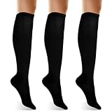 Psyqtsuary 3 Pack Damen Baumwoll Kniestrümpfe, blickdichte Kniestrümpfe...
