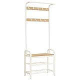 VASAGLE Garderobenständer, Garderobe, mit Schuhbank, 4-in-1 Design, 9...