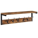 HOOBRO Wandgarderobe, Wandregal mit 7 Haken und Ablage, Hängeregal mit...