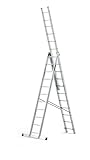 DRABEST Leiter PRO Serie Aluleiter 3-teilig Mehrzweckleiter 3x11 Stufen...