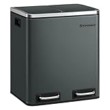 SONGMICS Mülleimer Küche, 2 x 15 Liter, Mülltrennsystem 2 Fächer,...