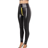 Damen Lederhose Stretch Skinny Leggings High Waist Schwarz Hose...