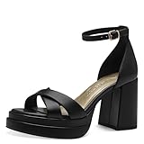 MARCO TOZZI Damen Sandalen mit Absatz Plateausohle Bequem, Schwarz...