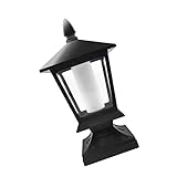 TEHAUX Solar LED Säulenlampe Außen Schwarz Solarbetriebene Gartenlaterne...
