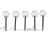 Spetebo LED Garten Leuchtstecker - 5 Schneeflocken / 35 cm - Weihnachts...