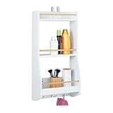 Relaxdays Wandregal, HxBxT: 75 x 38,5 x 17,5 cm, 6 Haken, schmales...