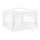 Relaxdays Seitenwand für Pavillon 4er Set, 2x3 m, Seitenteile mit Fenster...