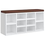 Helloshop26 Sitzbank Schuhbank 103 x 30 x 48 cm Holz weiß glänzend...