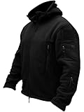 TACVASEN Herren Fleecejacke Military Outdoor Winddichte Jacke mit Kapuze-...