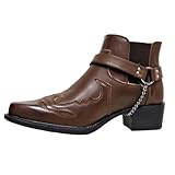 Edelaura Herren Cowboystiefel Western Stiefeletten Einfarbige Bedruckte...