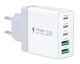 50W USB C Ladegerät Wandladegerät 5 Port USB C Stecker Schnellladegerät...