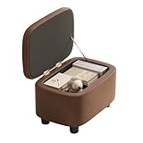 Fußstütze, Ottomane, Aufbewahrungshocker, Holzrahmen, Leder, gepolsterter...