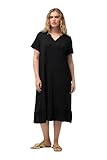 Ulla Popken Damen Jersey-Midikleid Kleid, Schwarz, 58-60