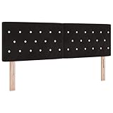 vidaXL Kopfteil LED mit schwarzen Kristallpunkten 72 cm Samt