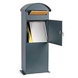 Wiltec Briefkasten grau 420 x 240 x 1020 mm, Standbriefkasten zur...