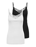 ONLY NOS Damen ONLKIRA LACE SINGLET 2 PACK NOOS Top,, 2per pack Schwarz...