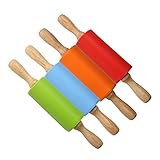 LABRIMP Mini Silikon Nudelholz mit Holzgriff Antihaft Teigroller für Kekse...