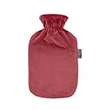 Fashy Wärmflasche mit Flauschbezug, rostrot, 2 L