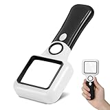 MoKo Lupe mit Licht, 45X 10X Handlupe mit 4 Hellen Lichtern, rechteckige...
