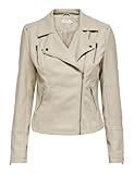 ONLY Damen Biker Kunstleder Jacke | Langarm Shacket Übergangs Blazer | PU...