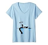 Damen Funny Meow Katzenbadewanne mit süßer Katze, Schwarz T-Shirt mit...