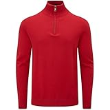 Charles Wilson Baumwollpullover mit Reißverschluss für Herren (M, Red...