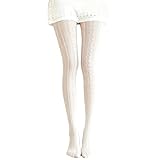 Snhauxinfa Strickstrumpfhose Damen,Weiße Strumpfhose,Strumpfhosen Dirndl...