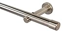iso-design Gardinenstange 20 mm Farbe Edelstahl, Vorhangstange zur Wand-...