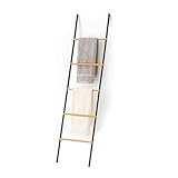 Relaxdays Handtuchleiter, Bambus & Eisen, HBT: 164x45x2 cm, Dekoleiter 5...