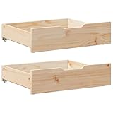 vidaXL Bettschubladen 2 STK., Bettkasten Holz Aufbewahrung mit Rollen, Bett...