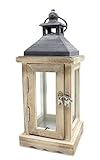 DARO DEKO Holz Laterne mit Echt-Glas Scheiben braun schwarz 10cm x 10cm x...