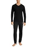 Uncover by Schiesser Herren Schlafanzug lang, schwarz, 50