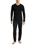 Uncover by Schiesser Herren Pyjamas Schlafanzug lang, Schwarz, 54 EU