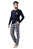 Neti Herren Schlafanzug lang Pyjama Nachtanzug100% Baumwolle M-3XL...