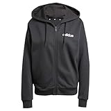 adidas Damen Essentials LINEAR Full Zip French Terry Hoodie, Black/White, L
