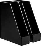 Amazon Basics Kunststoff-Organizer, Zeitschriftenhalter, Schwarz, 2 Stück