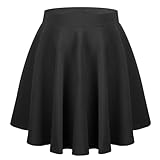AUYAO Schwarz Mini Rock Damen Basic Solid Faltenrock Mini Faltenrock...