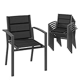 Devoko Gartenstuhl Set 6, stapelbarer Aluminium-Esszimmerstuhl, max....
