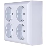 REV Steckdose Aufputz 4fach, 110x110x43mm, Mehrfachsteckdose für...