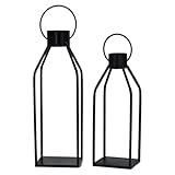 2pcs dekorative Kerzenlaternen, 16/12 hohe Vintage Black Lantern, hängende...