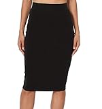 PrettyFashion Damen Midi Rock Stretch Figurbetont Business Bleistift Röcke...