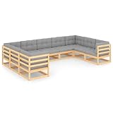 [NEU] Möbelset Outdoor-Sitzgruppe Massivholz-Gartenmöbel – 9-teiliges...