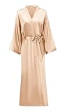 MizzGenio Langer Damen-Bademantel aus Seide, leicht, lang, Satin, volle...
