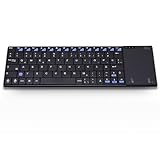 Rii Kabellose Tastatur mit Touchpad, Tastatur Kabellos mit QWERTZ, 2,4GHz...