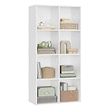 WOLTU Bücherregal 8 Fächer, Standregal Weiß, freistehendes Würfelregal,...