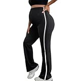RUIYHE Sportliche Umstandshose mit Seitenstreifen, schwarz, dehnbare...