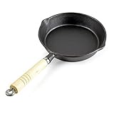 Wiltec Bratpfanne aus Gusseisen Ø20cm, Feuerpfanne mit Holzgriff und...