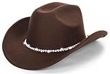 HilyBony Damen Cowboy-Hut, Western-Hut, Fedora-Jazz-Hut mit Diamantband,...