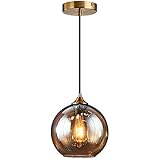 ZBZFGE Einzelkopf Runde Kronleuchter Glas Pendelleuchte für Schlafzimmer...